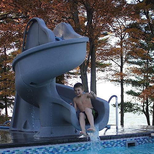 Global Pool Products Tsunami Inground Swimming Pool Water Slide Deck Mounted Grey