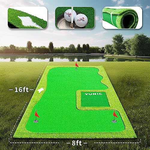 YUNIC Golf Putting Green Premium Nylon Golf Training Mat Green
