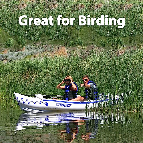 Sea Eagle SE330 Two Person Inflatable Sport Kayak with Seats, Paddles, Bag, Electric Pump White/Blue