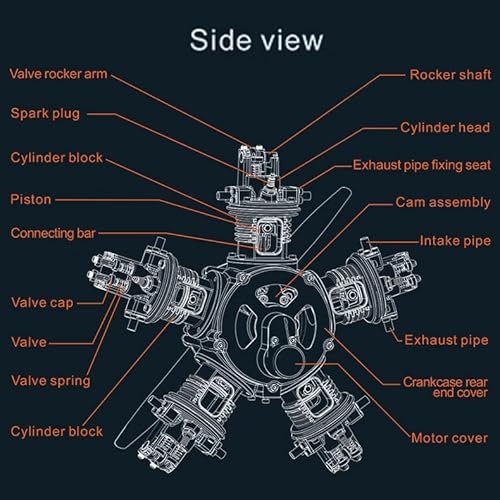 Moderock 5 Cylinder Radial Engine Model Kit Educational DIY Toy