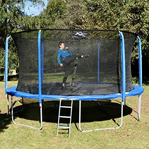 SKYTRIC Outdoor Trampoline with Flex Frame Net Blue