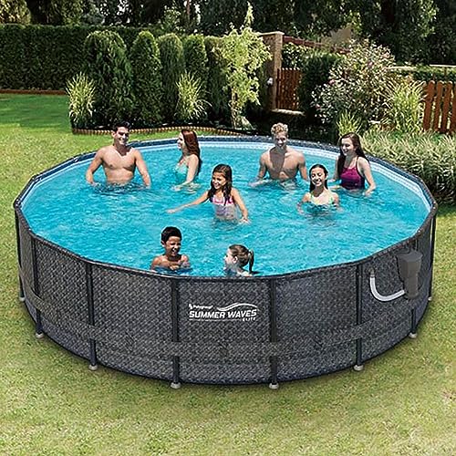 Summer Waves 16ft x 48in Above Ground Pool Set with Pump & Accessories Dark Herringbone