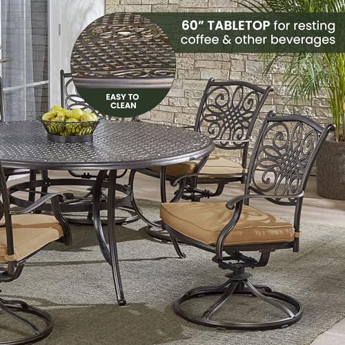 Hanover Traditions 7-Piece Patio Dining Set with Tan Cushions