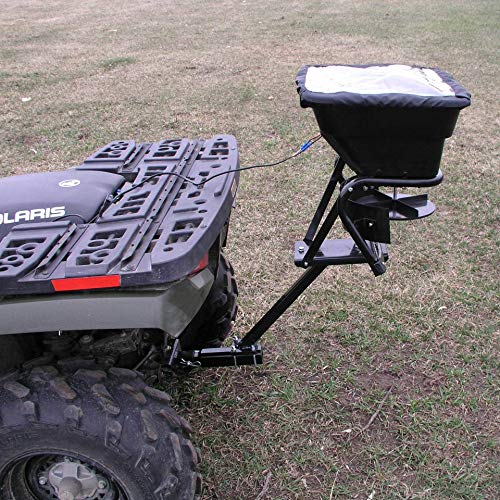 Field Tuff 12V ATV Hitch Mount Receiver 80 lb Fertilizer Spreader Black (2 Pack)