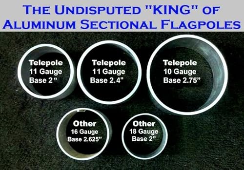Telepole Manufacturing Inc 17' Sectional Flagpole with 266 LED Solar Light Silver