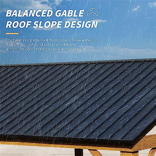 LOPOO Hardtop Metal Gazebo Aluminum Frame Pavilion Yellow Brown 12Ft x 20Ft