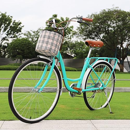 Generic Women's 26 Inch Hybrid Bike Retro-Styled Cruiser 7-Speed Drivetrain Green