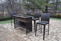 Oakland Living Ice Cooler Cart Elite All Weather Resin Wicker 5 Pc. Bar Set with 4 Bar Stools Coffee