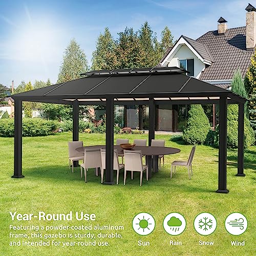 Paragon Outdoor 12’ x 20’ Santa Monica Hard Top Gazebo Black