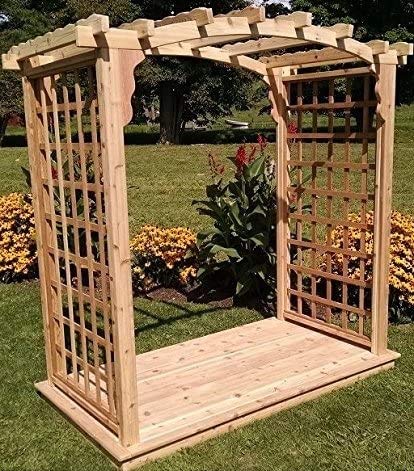 Backyard Crafts Amish-Made Cambridge Style Cedar Arbor 6' Wide Walkthrough Gray Stain