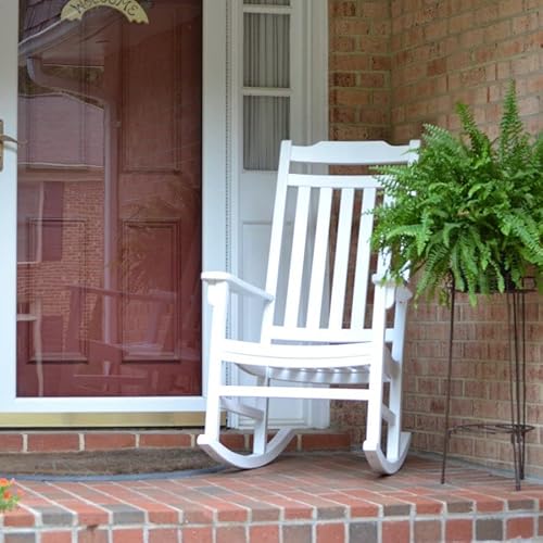 World's Finest Rocker Outdoor Rocking Chair Set of 2 with Side Table - White