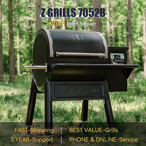 Z GRILLS 7052B Wood Pellet Grill and Smoker with WIFI Smart Home Technology, PID Controller, 709 sq. in Black
