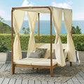 Merax Outdoor Daybed Patio Chaise Lounge Cream