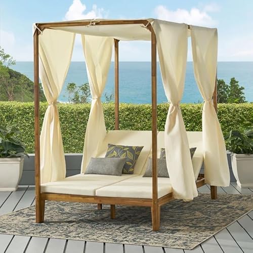 Merax Outdoor Daybed Patio Chaise Lounge Cream