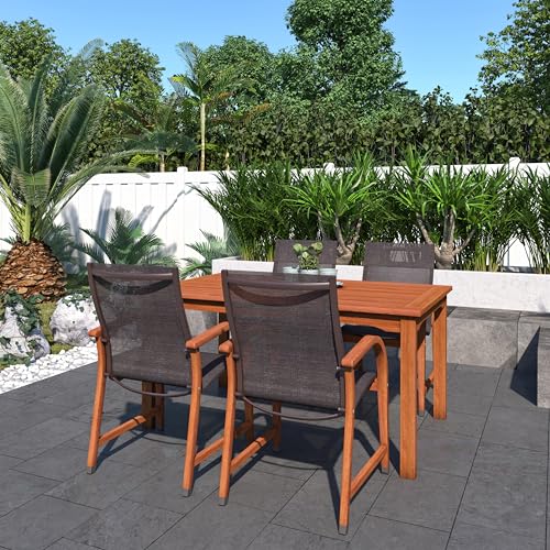 Amazonia Bahamas 5-Piece Eucalyptus Rectangular Dining Set Black
