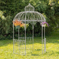 Zaer Ltd. Large Round Metal Garden Gazebo with 3 Entries and Side Walls Antique Bronze