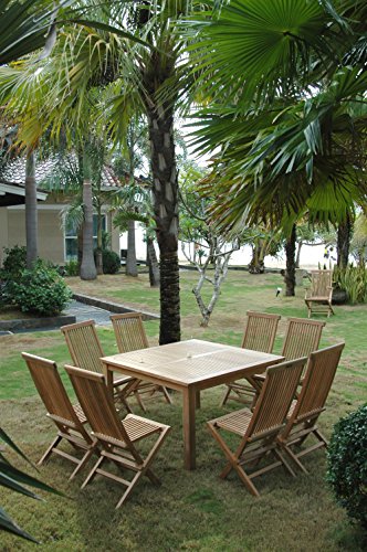 Anderson Teak Windsor Classic 9-Piece Folding Dining Set Teak Natural