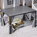 YITAHOME Louvered Pergola 10x13ft Outdoor Hardtop Gazebo with Netting Gray