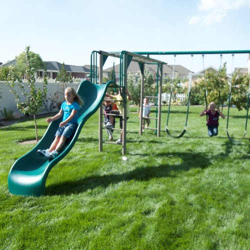 Lifetime Monkey Bar Adventure Swing Set with Wavy Slide Earthtone