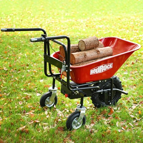 Kaimei Electric Wheelbarrow 24V Brushless Motor 330lbs Capacity All-Terrain Tires Rechargeable Battery Black+Red