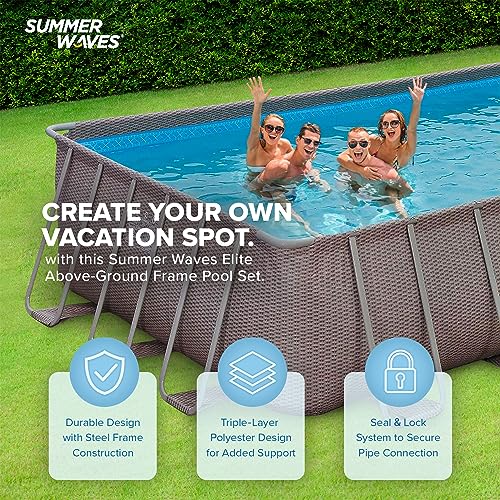 Summer Waves Elite 24' x 12' x 52" Rectangular Above Ground Swimming Pool Set Gray