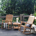 Cambridge Casual Vermont Teak Wood 3 Piece Patio Rocking Conversation Set Chat Set