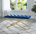 IH CASADECOR Imperial Tufted Double Bench Silver X Base Navy Blue
