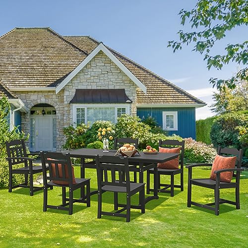 VEVOR 7 Pieces Outdoor Patio Dining Set Rectangle Furniture Table and Chairs Black