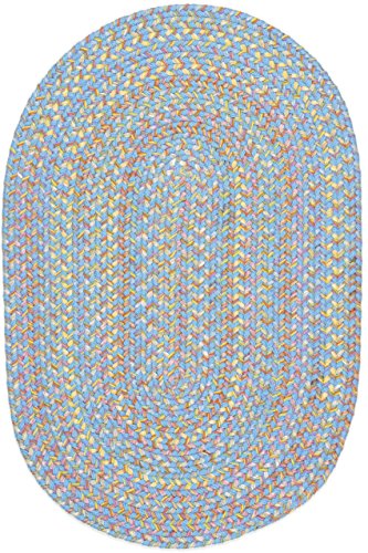 Rhody Rug Sandbox Aqua Blue Multi Oval 8x11