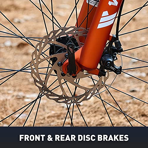 Viribus Fat Tire Bike Mens Mountain Bike Full Suspension 21 Speed Aluminium Alloy Frame 26" MTB Adult Bicycle Orange