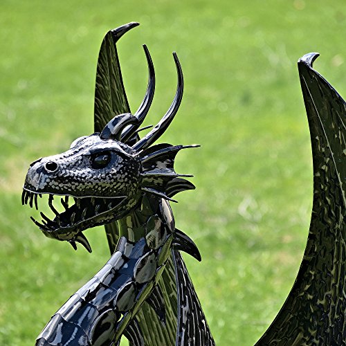 Zaer Ltd. 4.5ft Tall Large Metal Dragon Statue Decoration Metallic Black