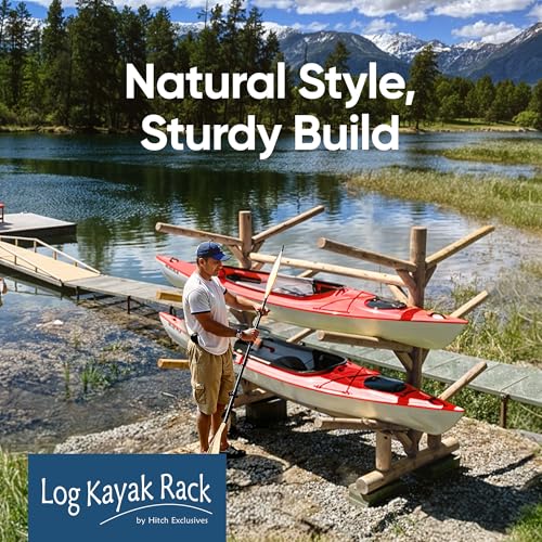 Log Kayak Rack 6-Place Freestanding Storage Rack Unfinished+ Anchor Kit