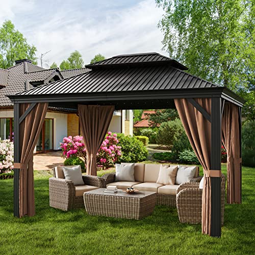 Greesum 10'x12' Hardtop Metal Gazebo Black