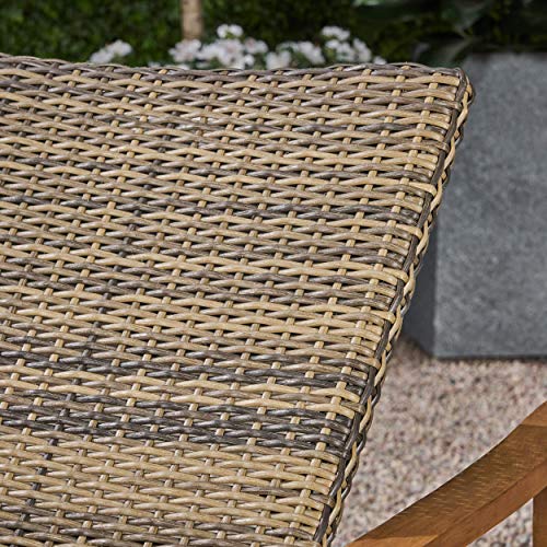 Great Deal Furniture Outdoor Rustic Acacia Wood Chaise Lounge Set of 4 Natural Stained + Mix Mocha