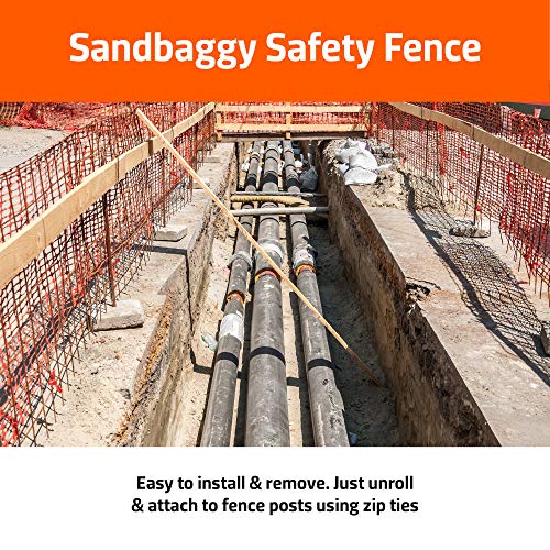 Sandbaggy 4 Ft x 100 Ft Orange Safety Barrier Fence - Plastic Snow Fence for Crowd Control & Construction (100 Rolls)