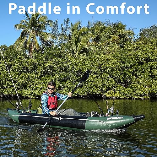 Sea Eagle 350FX Inflatable Explorer 1 Person Fishing Kayak Green