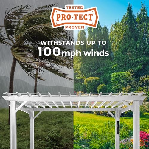 Backyard Discovery Hawthorne 16' x 12' Galvanized Steel Pergola Kit with Shade Sail Canopy White