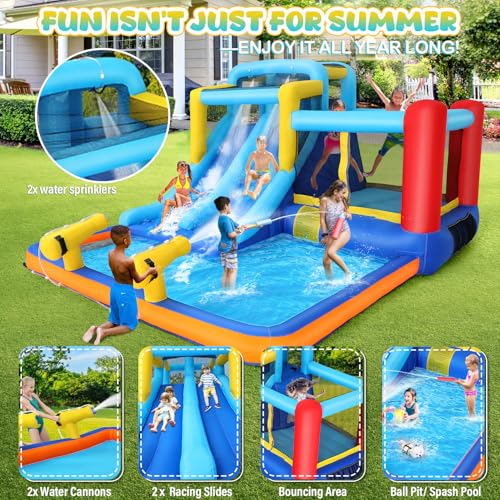 Whubefy Kids Bounce House Inflatable Water Park with Blower