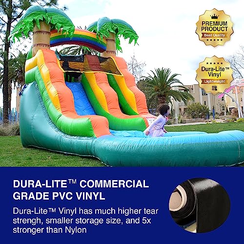 HeroKiddo 13’ Summer Breeze Commercial Grade Water Slide with Pool Blue