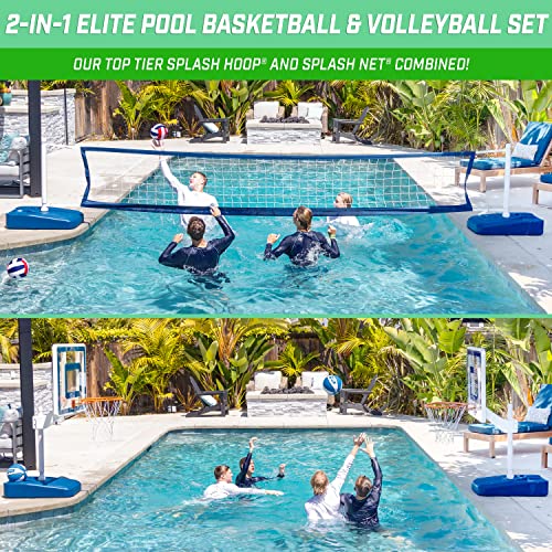 GoSports Splash Hoop ELITE 2-in-1 Pool Basketball & Volleyball Game Set