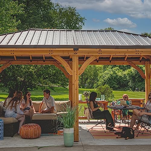 Backyard Discovery Barrington 20' x 12' Cedar Wood Gazebo Pavilion Light Brown