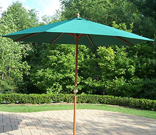 Oakland Living Elite Bar Set with Table, 4 Bar Stools, Wooden Umbrella, Metal Stand Antique Bronze