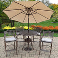Oakland Living Elite Bar Set with Table, 4 Cushioned Stools, Metal Umbrella, Antique Bronze