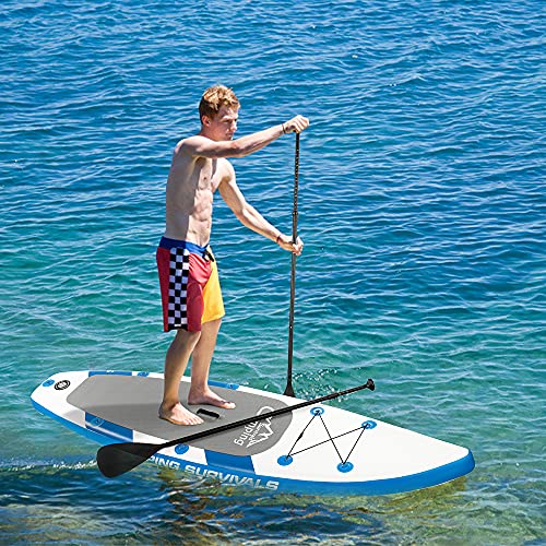 Camping Inflatable Stand Up Paddle Board Blue and White