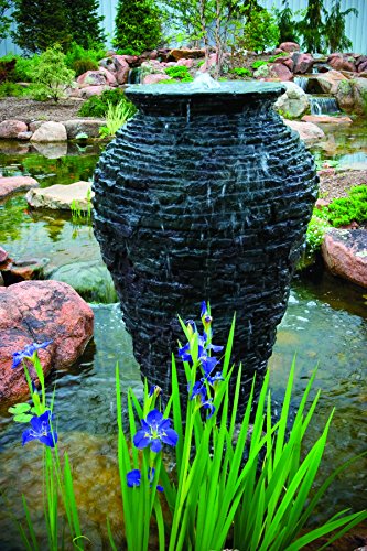 Aquascape Large Stacked Slate Urn Fountain Gray 56.5 Inches Tall