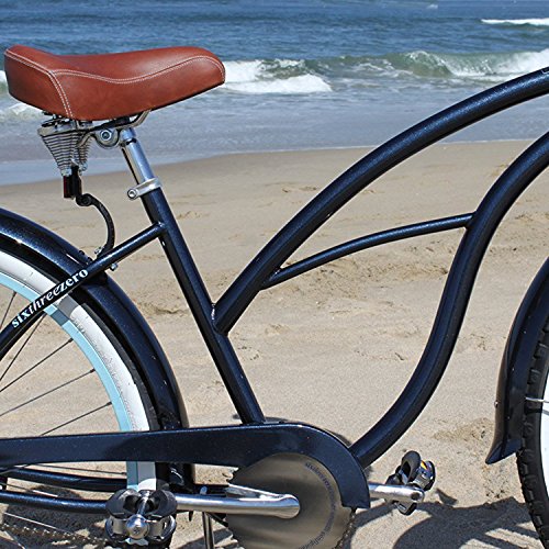 sixthreezero Women's 1-Speed 26-Inch Beach Cruiser Bicycle Classic Dark Blue with Brown Seat/Grips