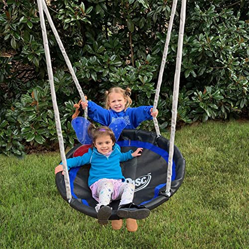 XDP RECREATION Metal A-Frame Kids Swing Set 10-Child Capacity with Slide & 5 Swing Types Silver/Blue