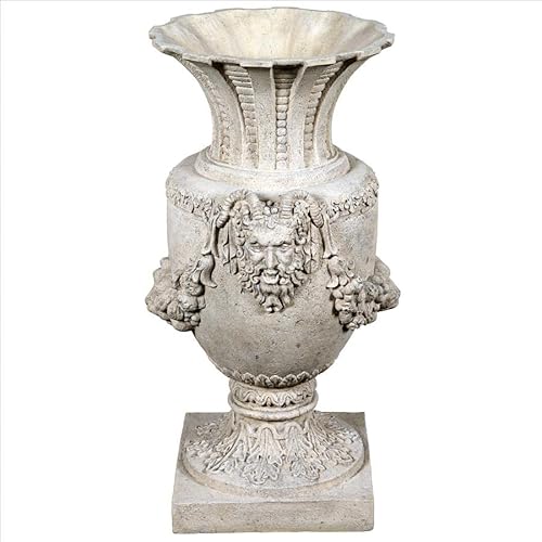 Design Toscano Greek Pan of Olympus Architectural Garden Urns Set of Two Roman Stone
