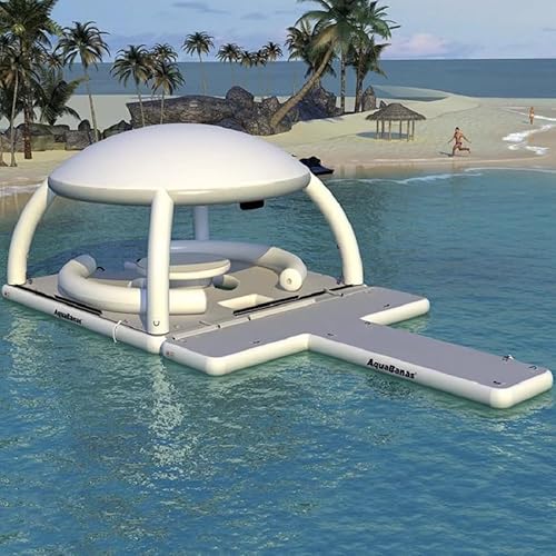 GEPAS 7x3.5M Water Inflatable Bar Floating Platform for Multi-Person Rest Tent