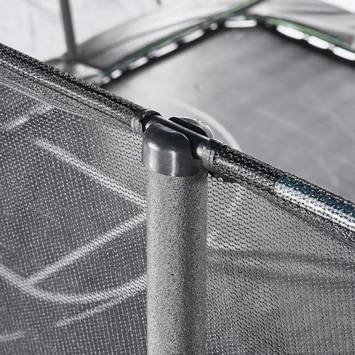 JumpKing Rectangle Trampoline with Basketball Hoops Black & Lime Green
